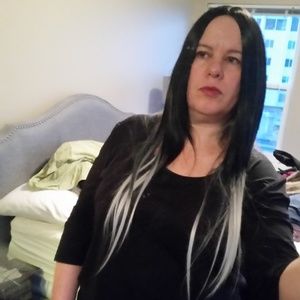 NEW Ombre black silver wig long straight silky